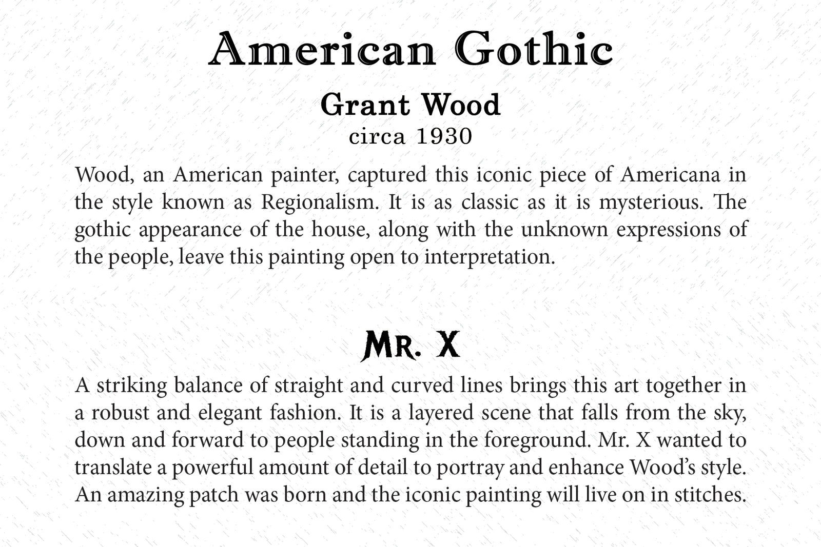Art Card - American Gothic - Back
