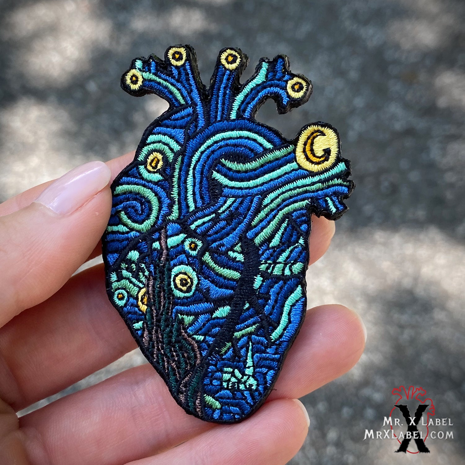 Starry Night Heart Embroidered Patch