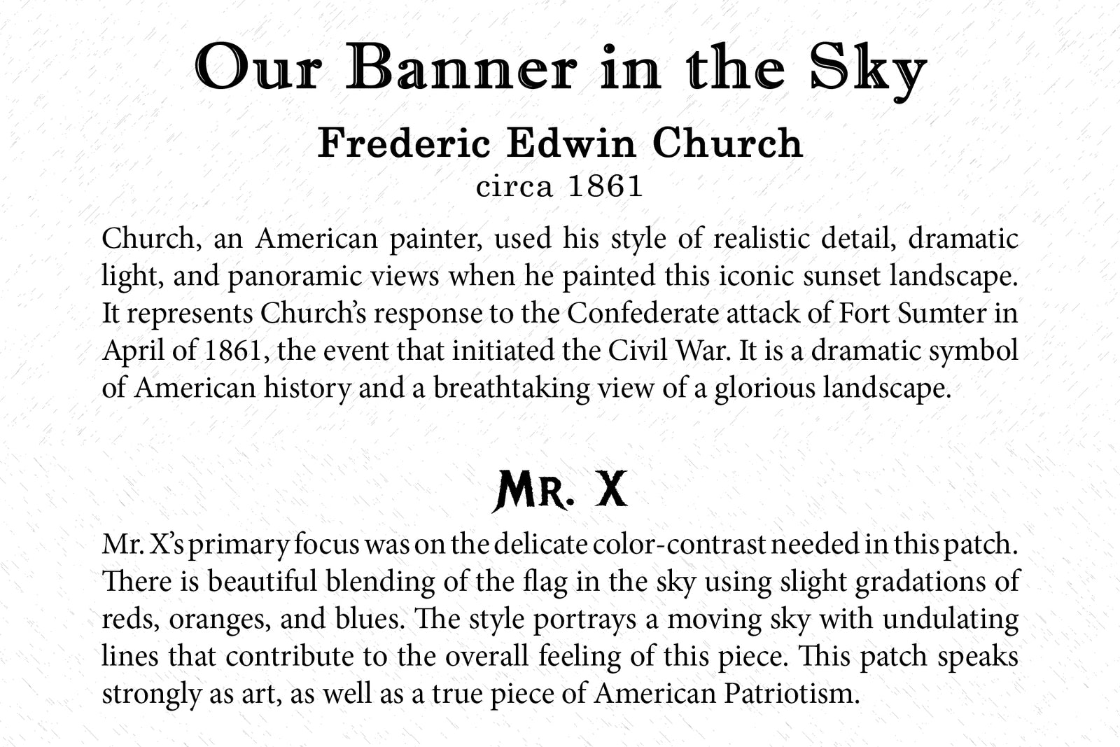 Art Card - Our Banner in the Sky - Back