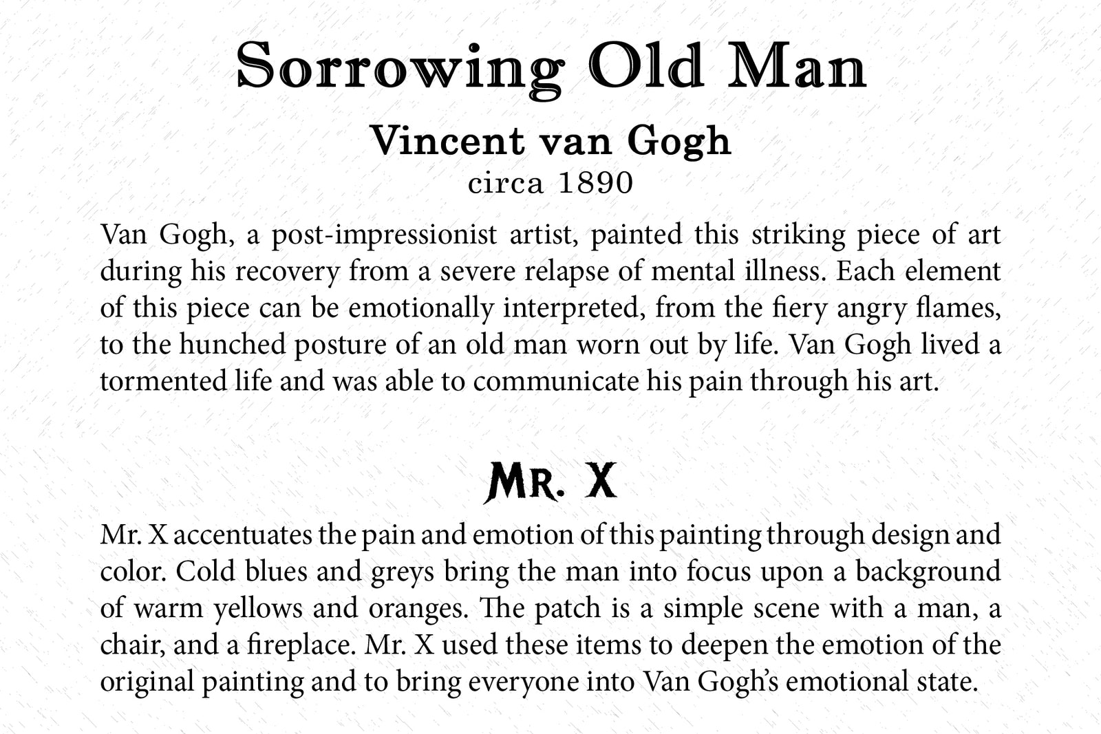 Art Card - Sorrowing Old Man - Back