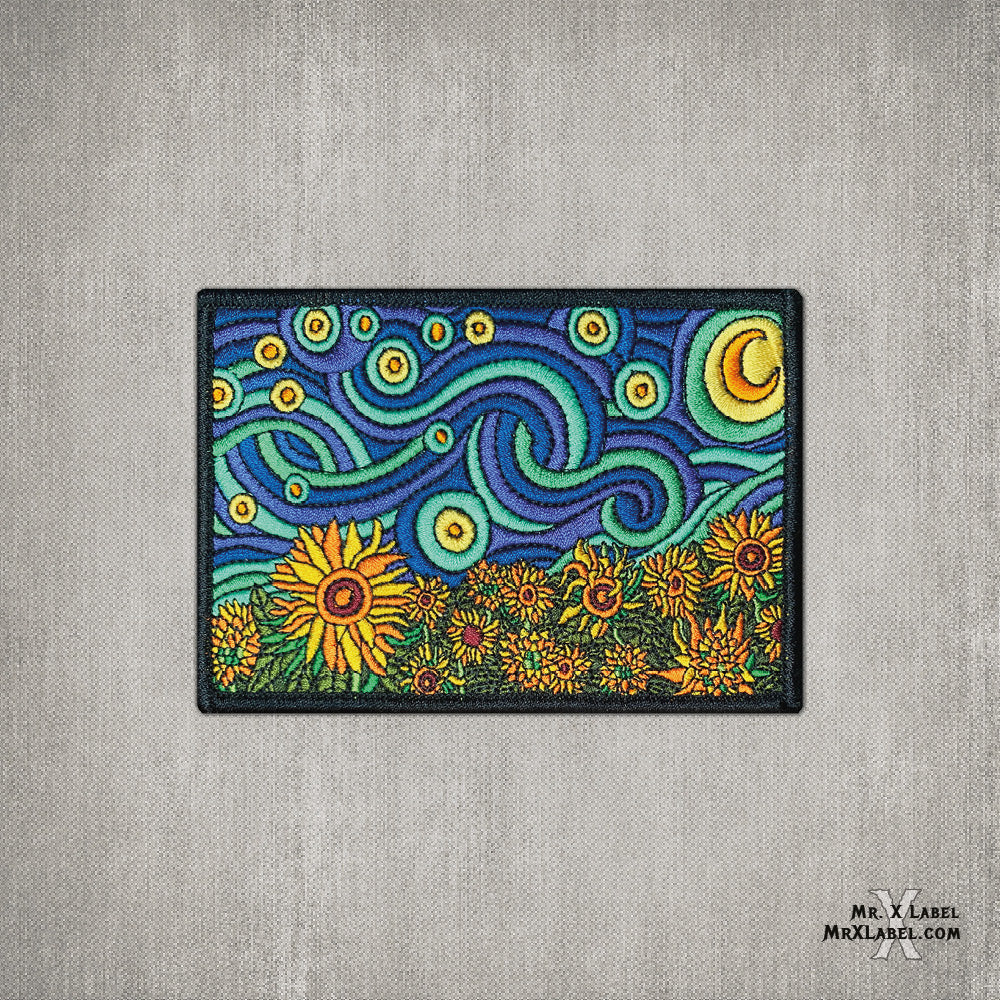 Starry Sunflowers Embroidered Patch - Patch only