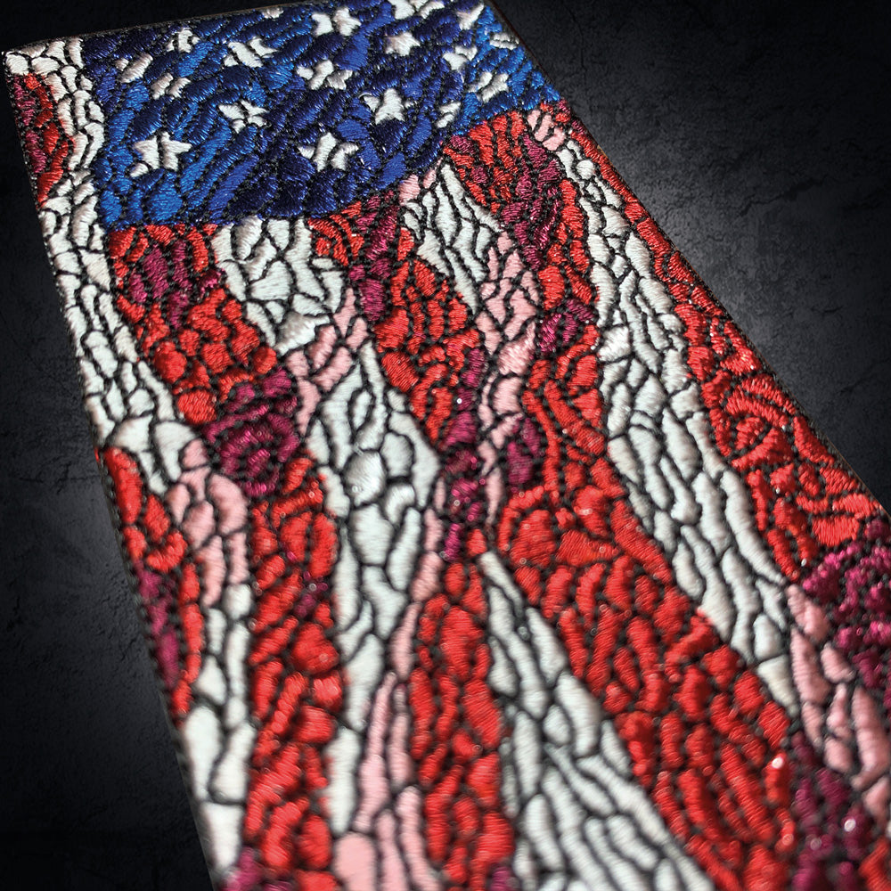 American Flag v.Metallic Embroidered Patch - Showing metallic