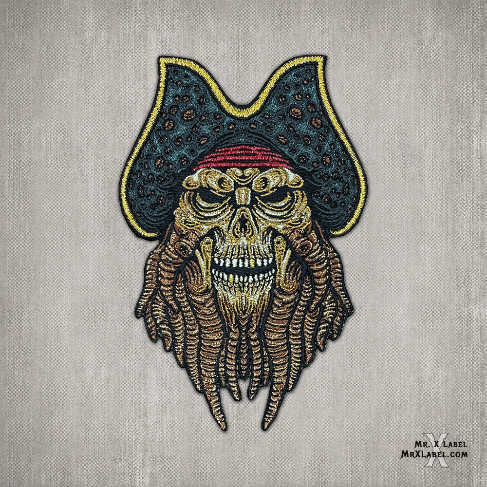 Davy Jones Pirate Skull Embroidered Patch