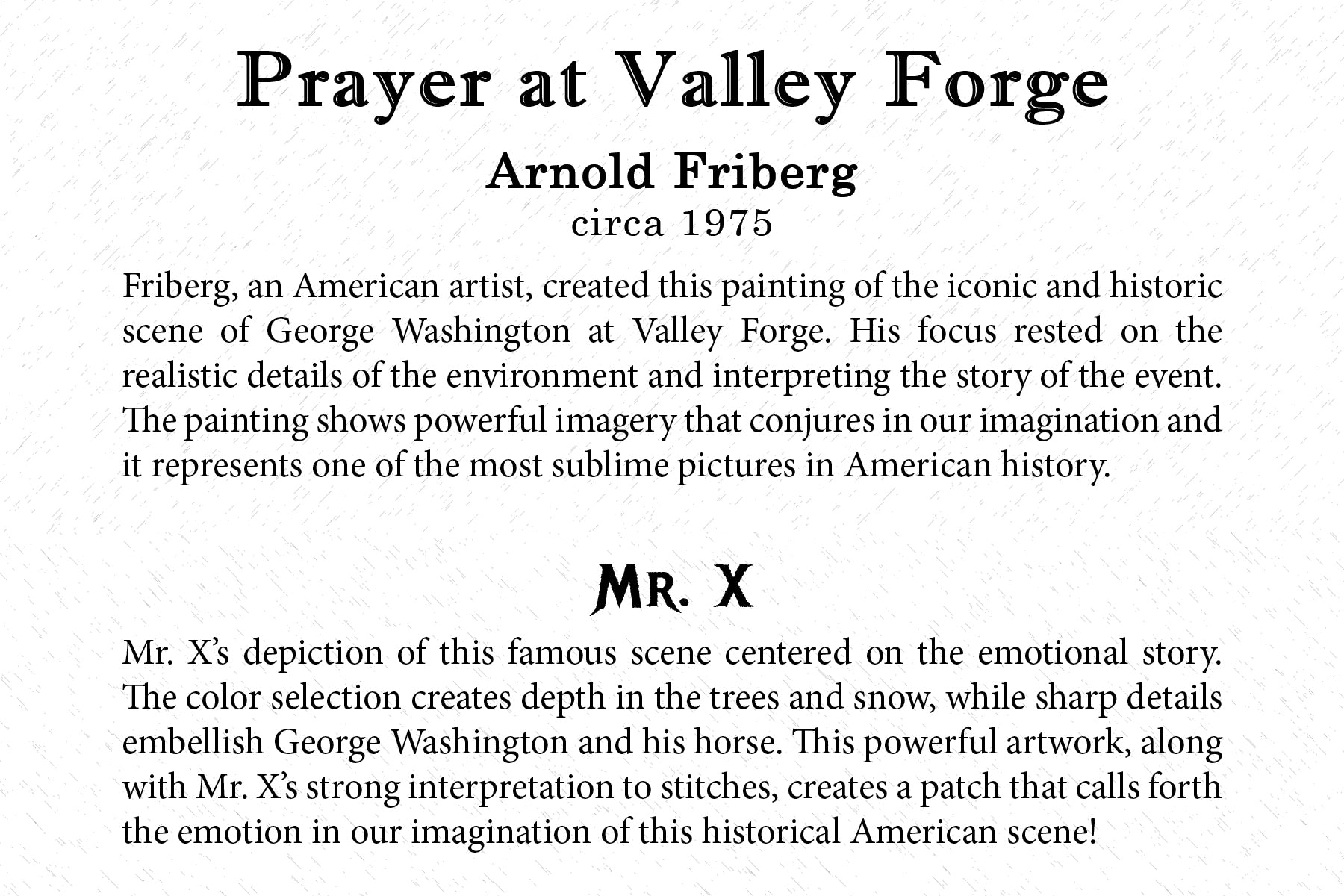 Art Card - Prayer at Valley Forge - Back