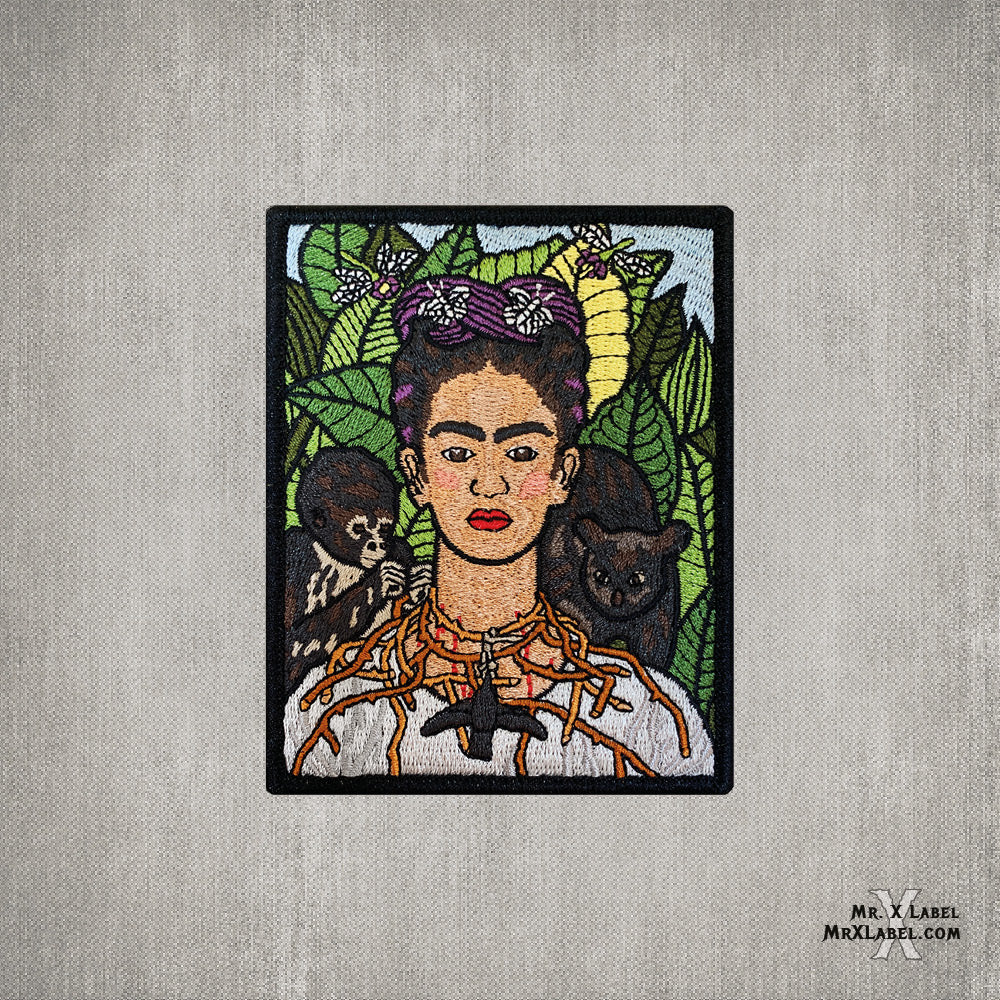 Self-Portrait with Thorn Necklace and Hummingbird Embroidered Patch