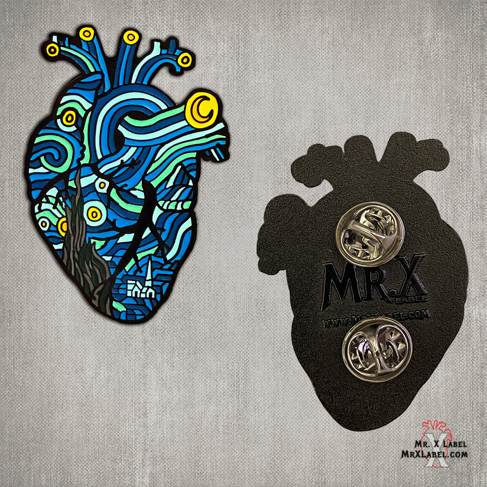 Starry Night Heart Pin